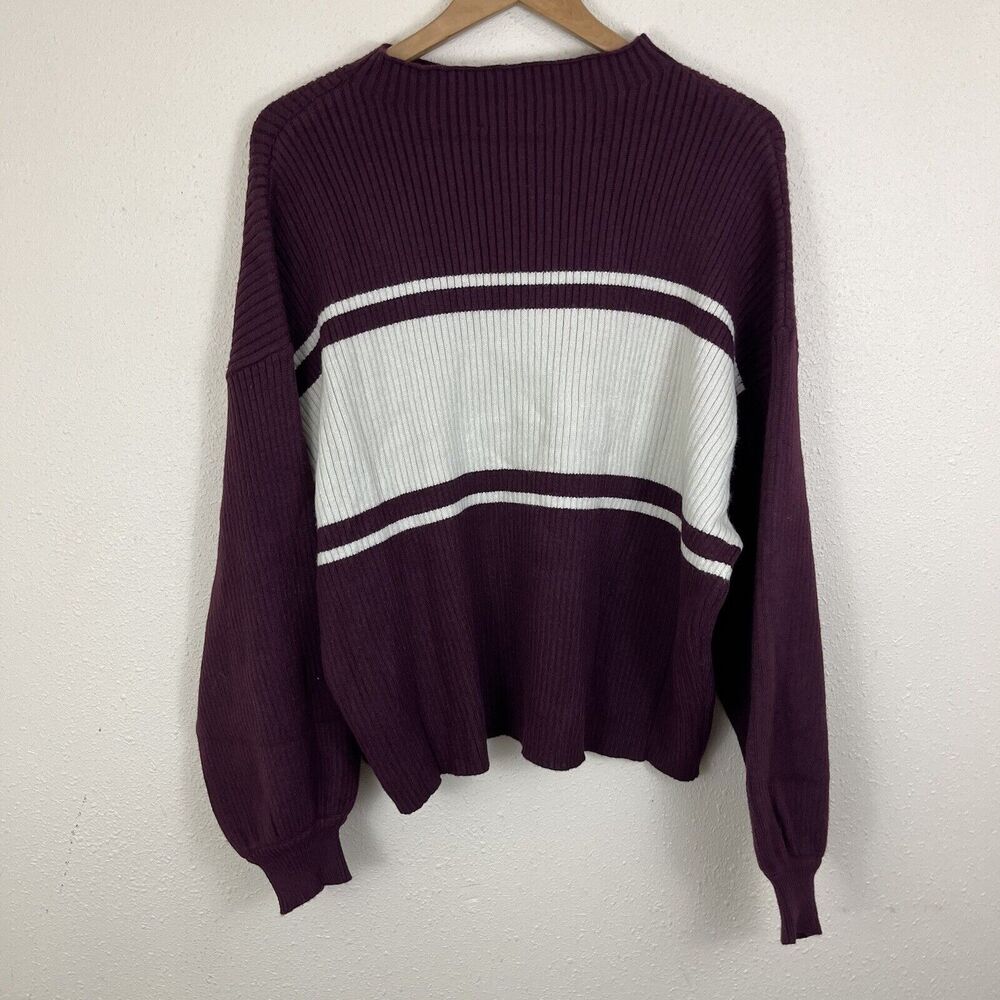Gilli NWT Brooks Chunky Rib Mock Neck Stripe Box Crop Sweater Plus Size 1X - Picture 4 of 6